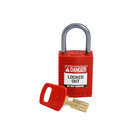 Brady Padlock, Keyed Different, Nylon, Red CPT-RED-25AL-KD